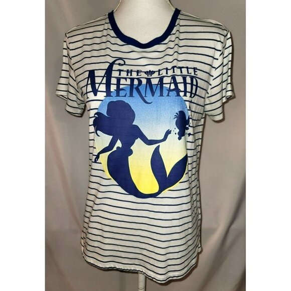 Disney Little Mermaid Striped Tee - Size M - Picture 1 of 7